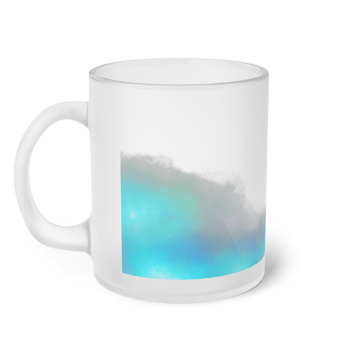 Frosted Glass Mug with Blue Frost Design