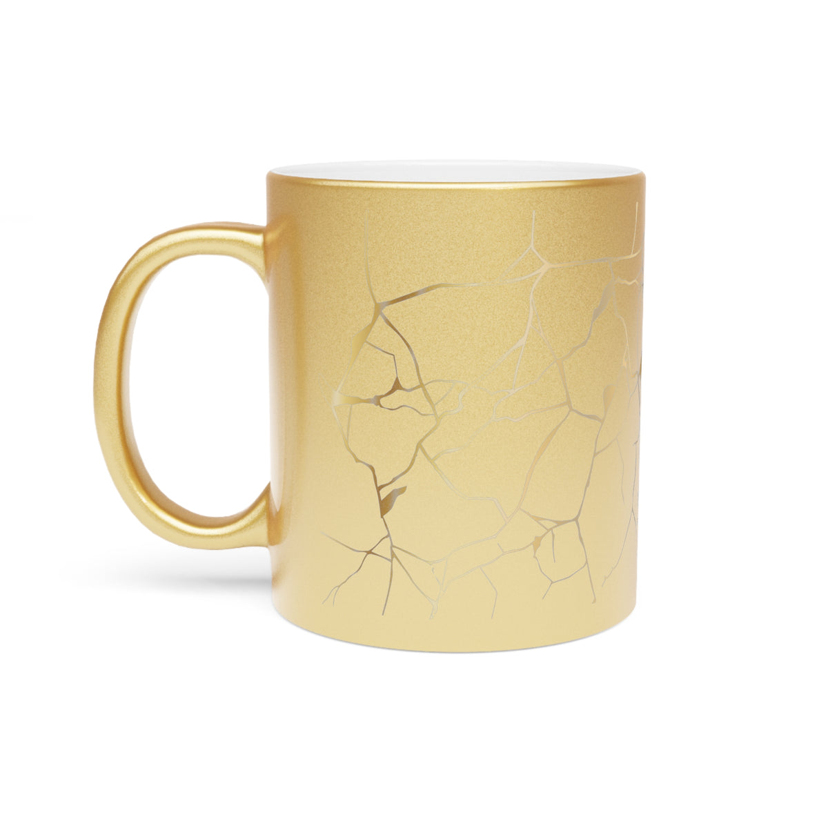 Metallic Mug (Silver\Gold) with Various Designs - Cracked Gold, Moons & Stars and Other Designs