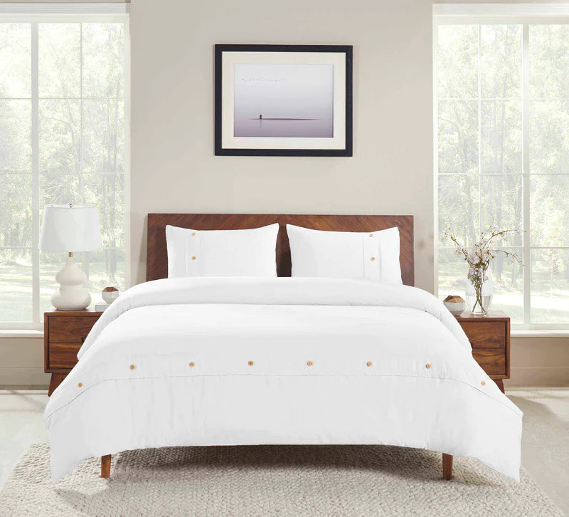 Organic Cotton 300 Thread Count Percale 3 Piece Duvet Cover Set