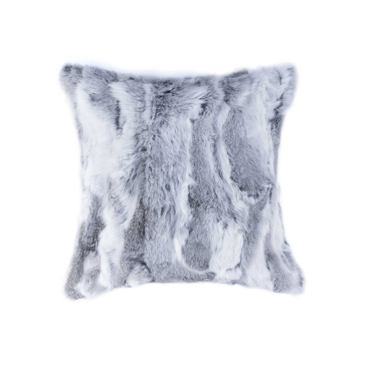 Natural Rabbit Fur Grey Pillow 5" X 18" X 18"