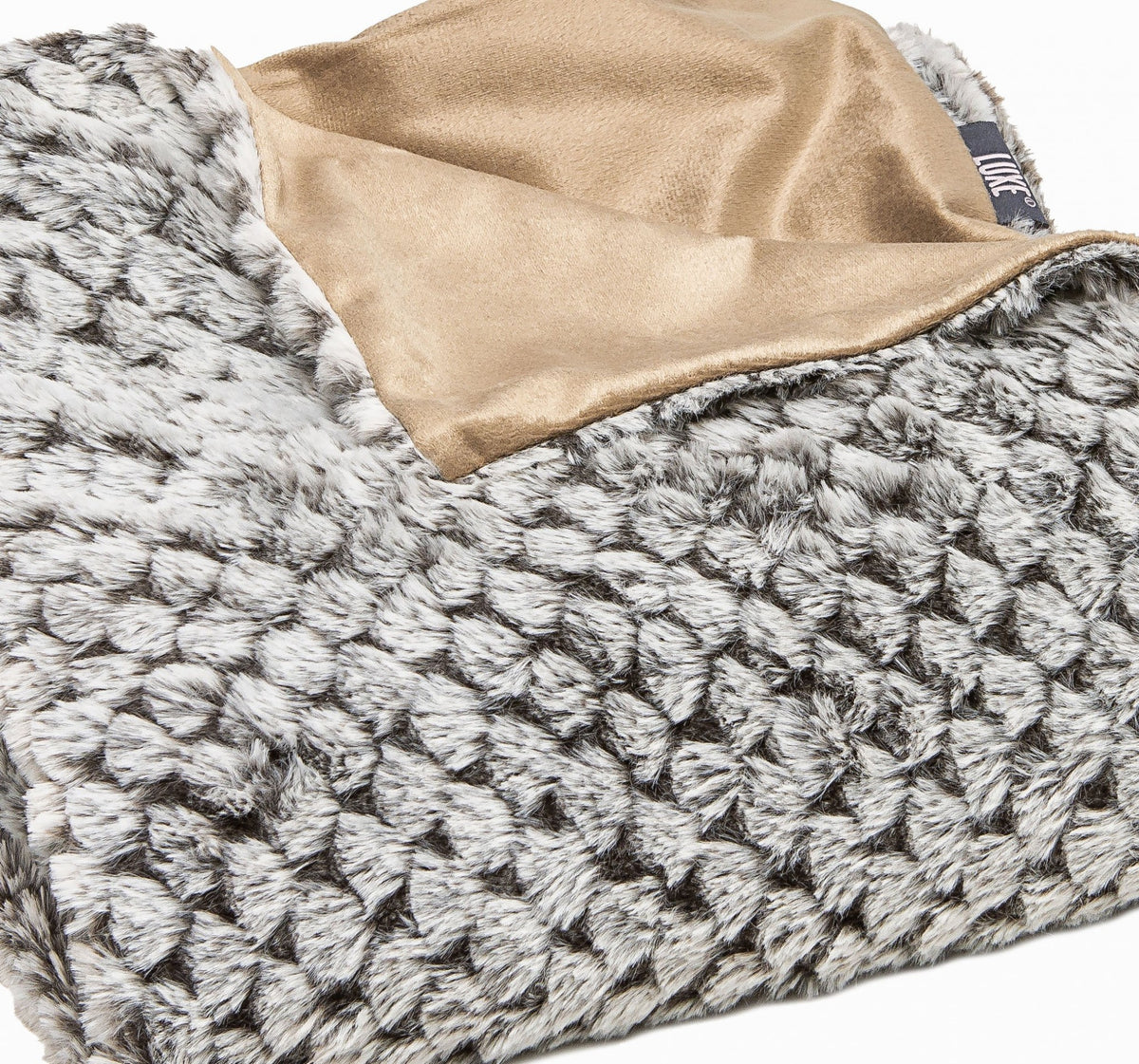 Grey Faux Fur Plush Throw