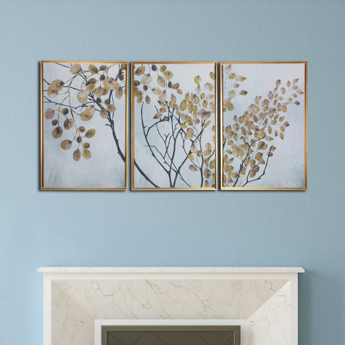 Asian Tree Wall Hanging Branches Set of Three Framed Canvas Wall Art Picture