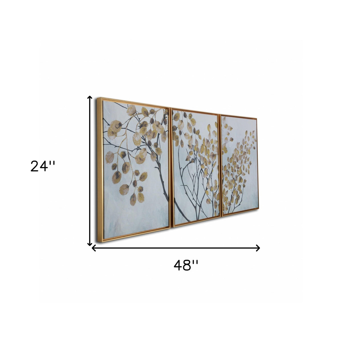 Asian Tree Wall Hanging Branches Set of Three Framed Canvas Wall Art Picture