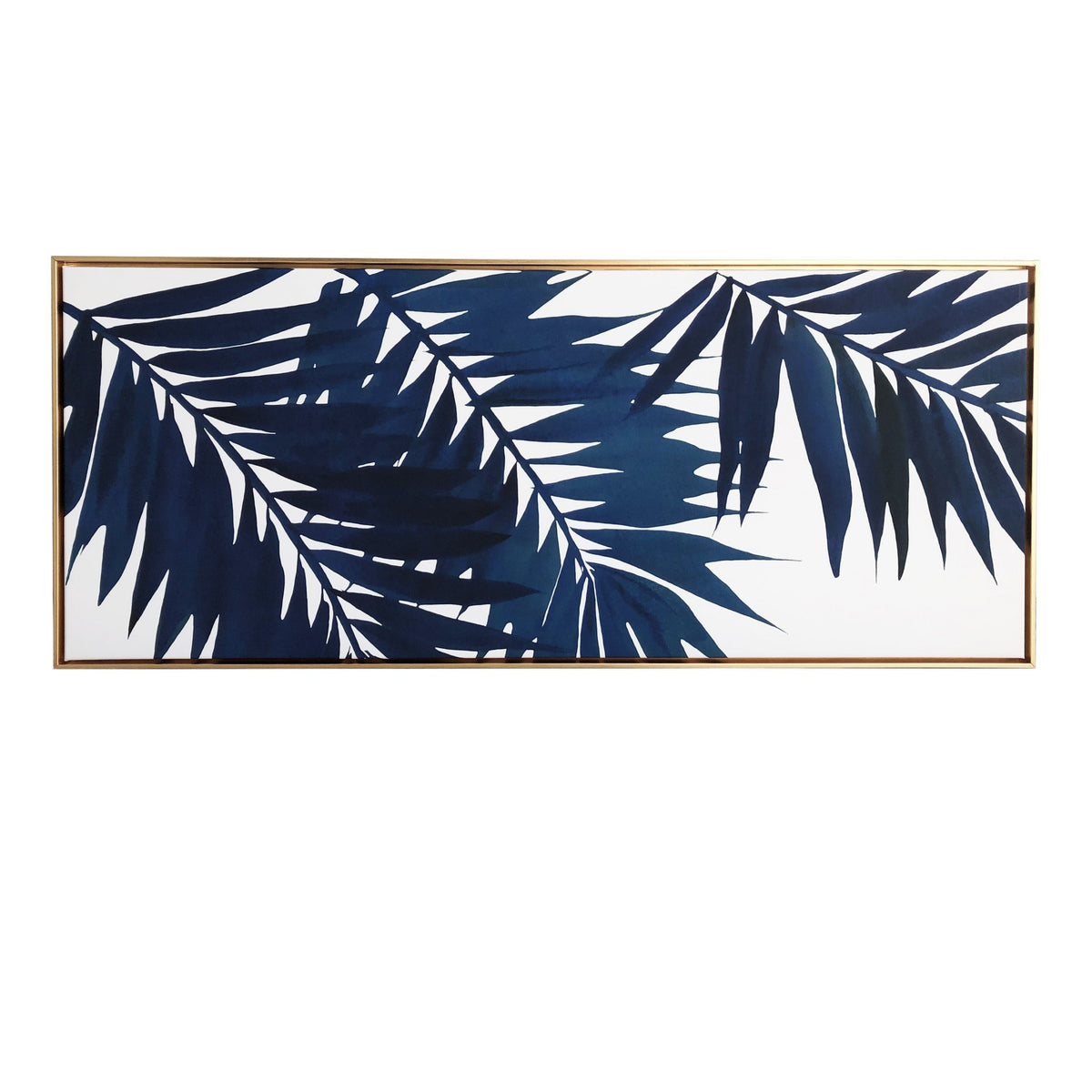 Bold Blue Palms Framed Canvas Wall Art