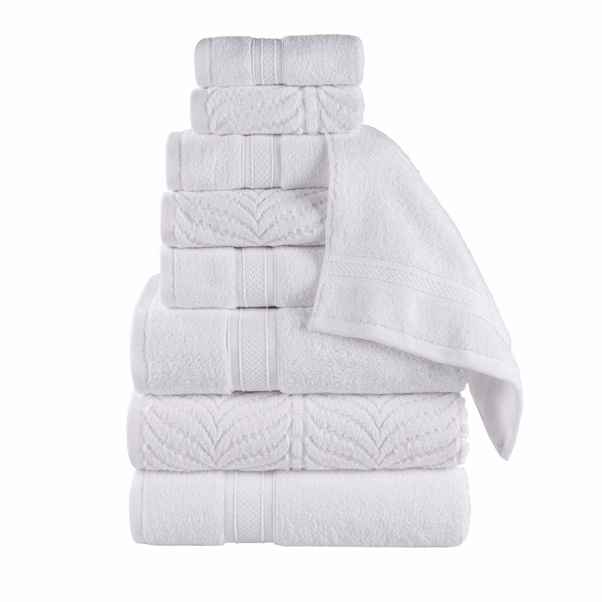 Chevron Twist Cotton Solid and Jacquard 8 Piece Towel Set