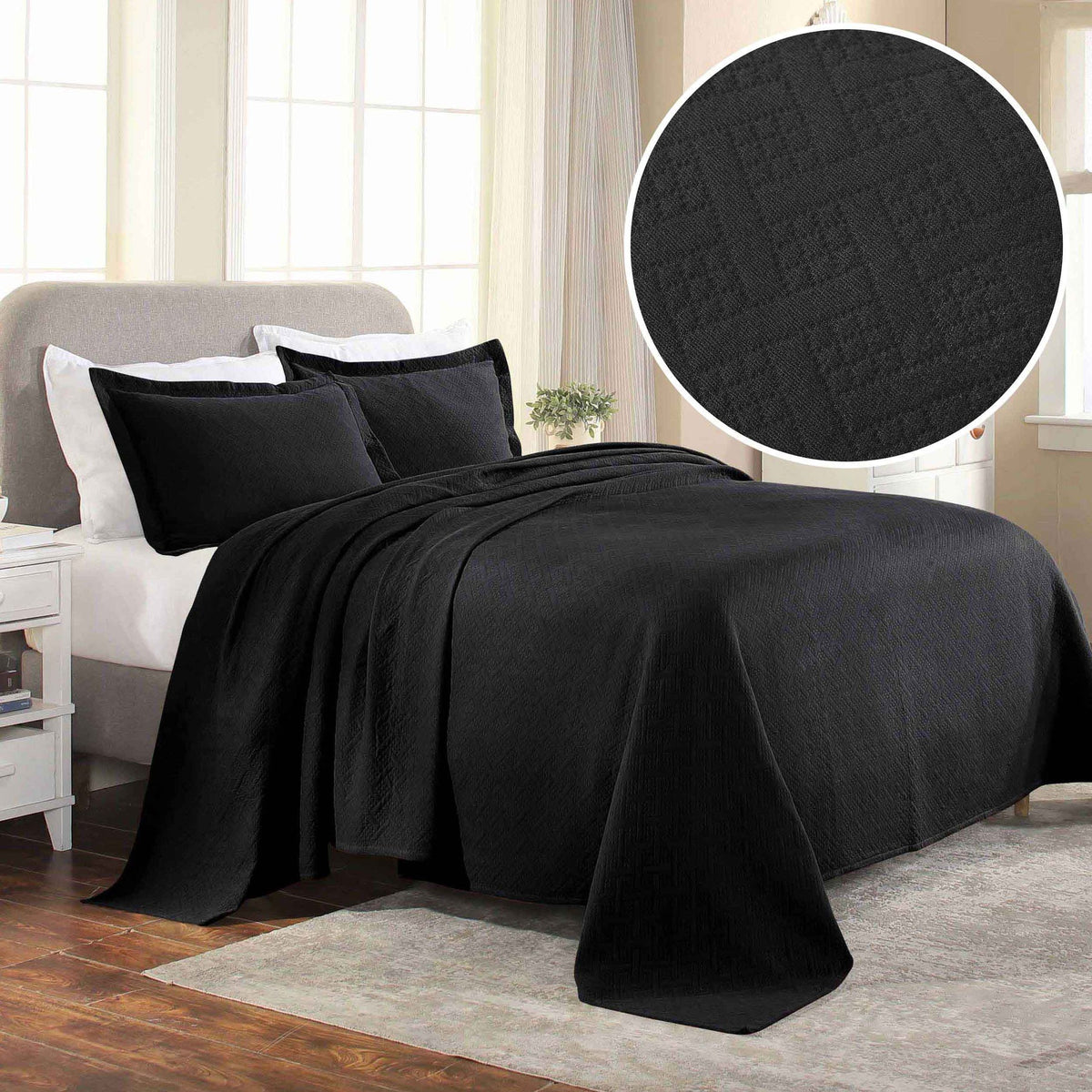 Basket Weave Matelassé Cotton Bedspread Set