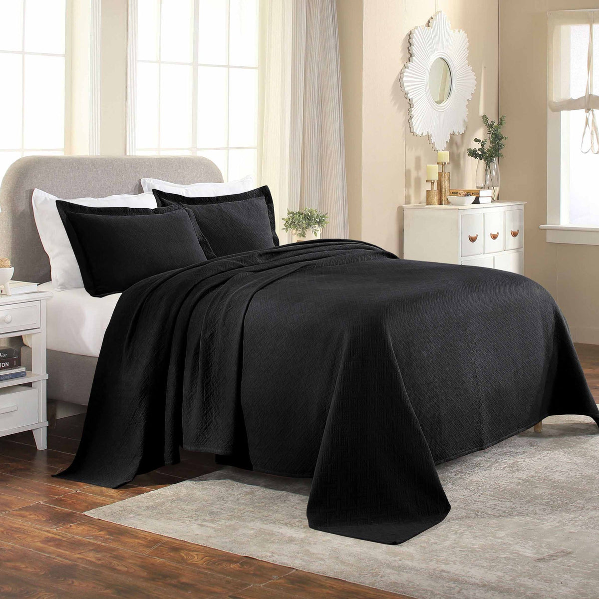 Superior Basket Weave Matelassé Cotton Bedspread Set