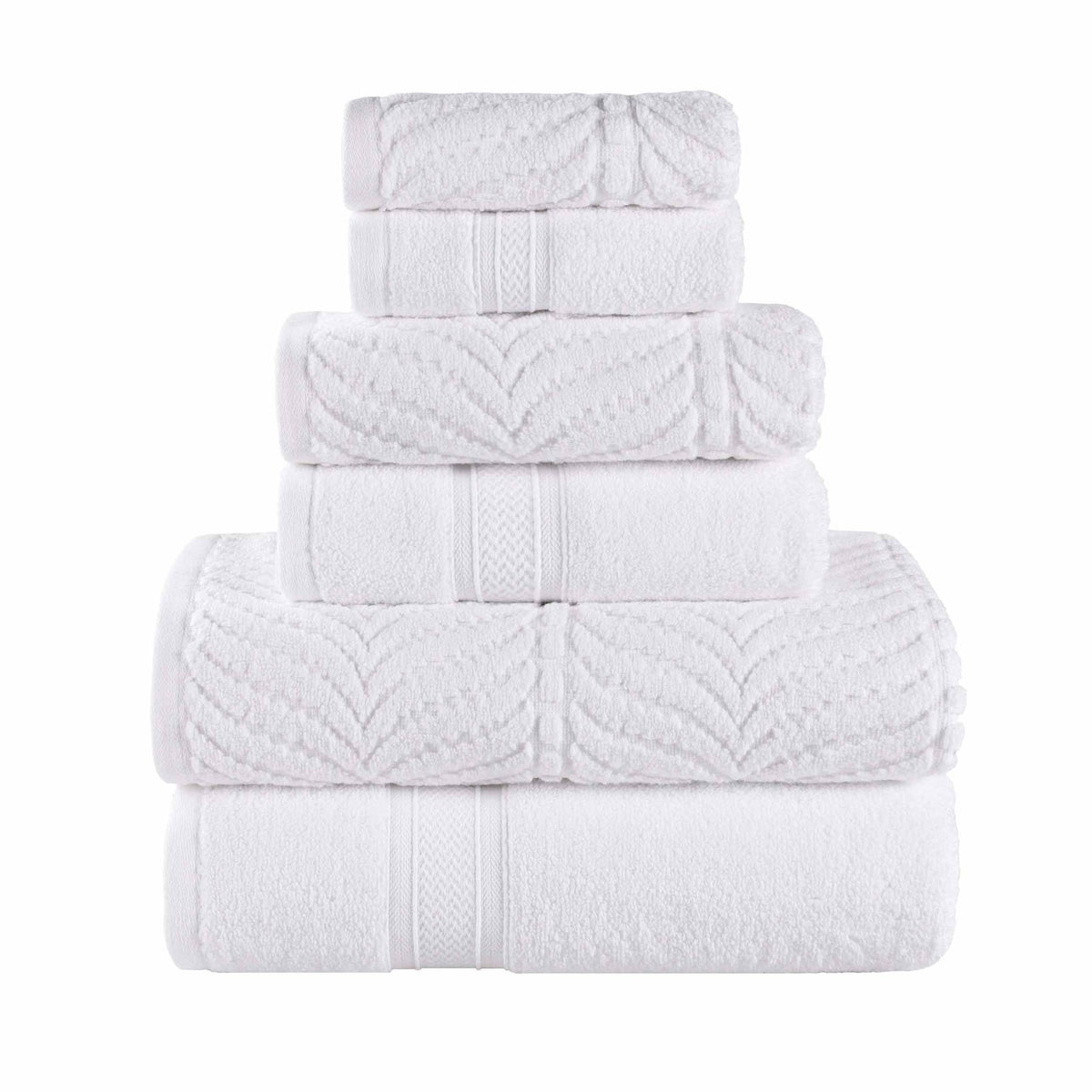 Chevron Twist Cotton Solid and Jacquard 6 Piece Towel Set