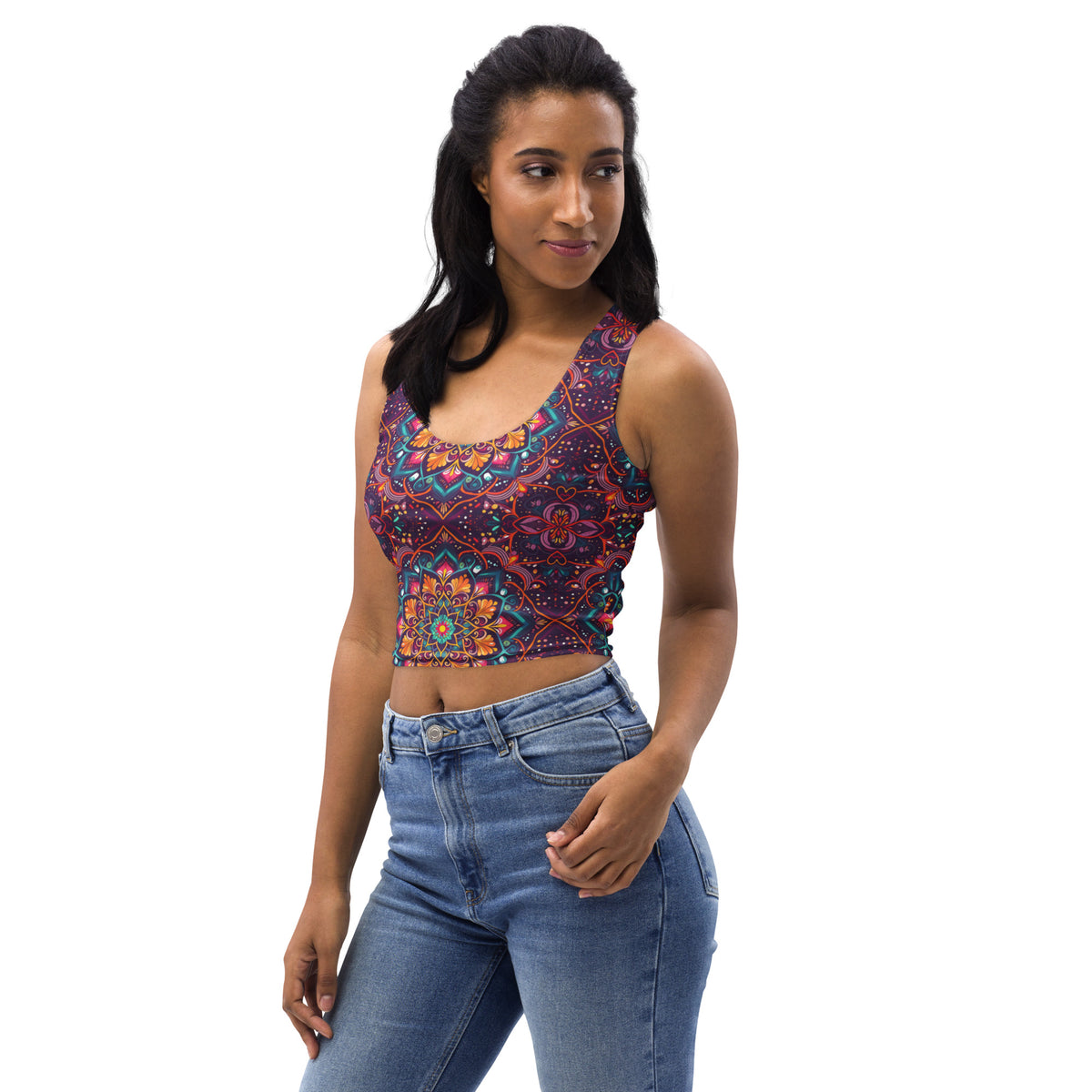 Crop Top for Women Bohemian Pattern Women's Cropped Top Boho Pattern Shirt