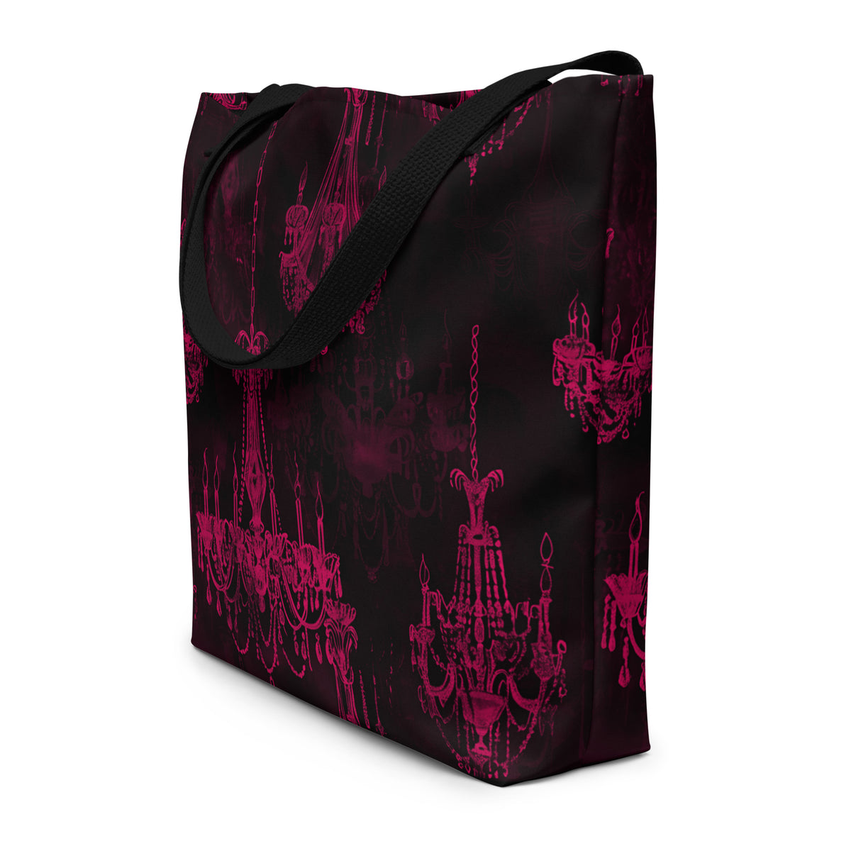 Large Tote Bag Women's Bag Handbag Reusable Grocery Bag Pink Chandelier Pattern