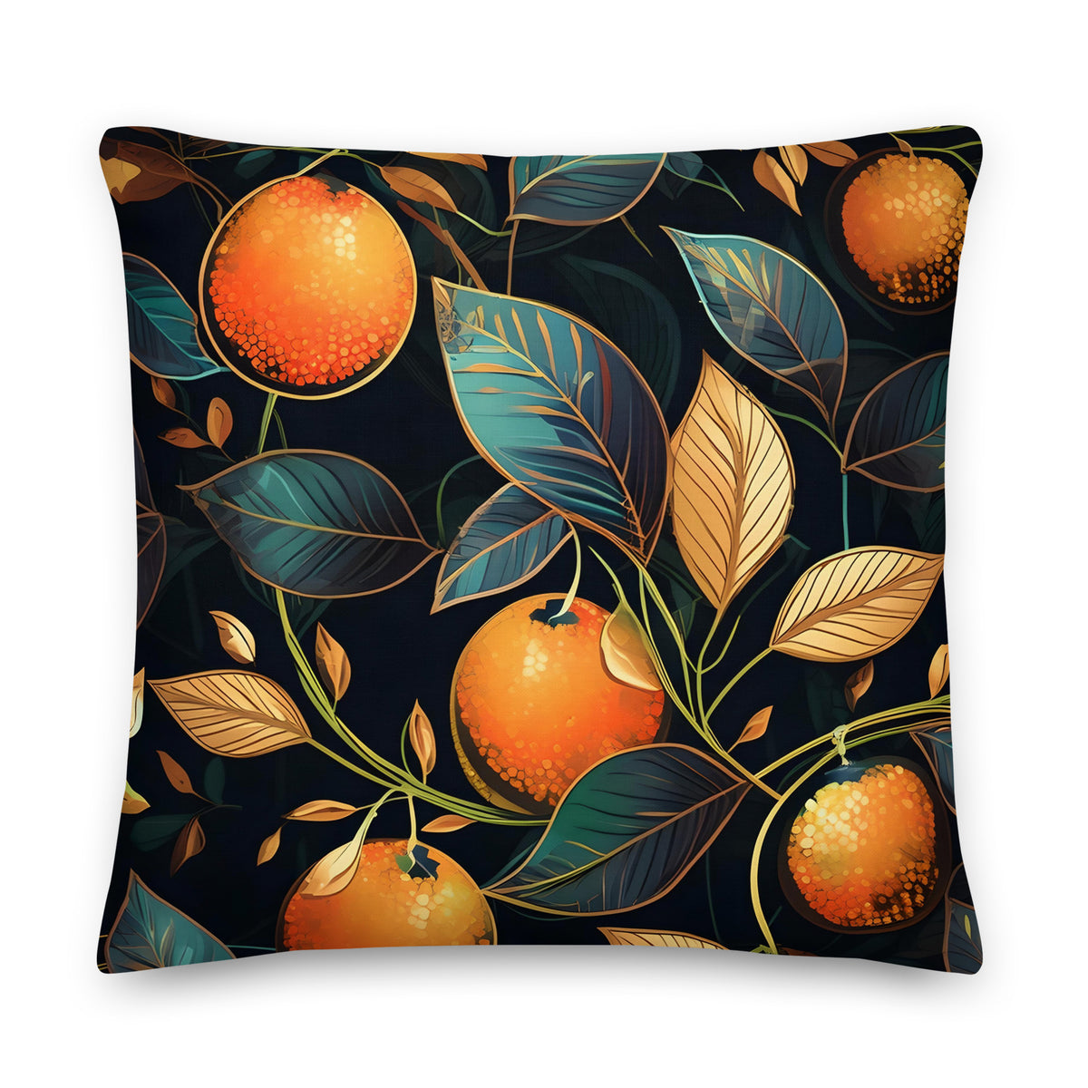 Throw Pillow Decorative Accent Pillow Orange Floral Pattern