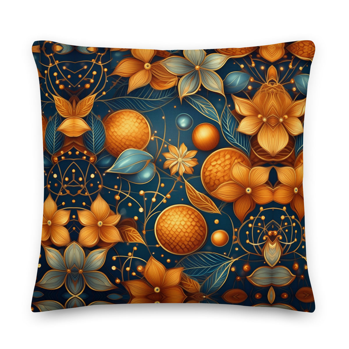 Throw Pillow Decorative Accent Pillow Orange Floral Pattern