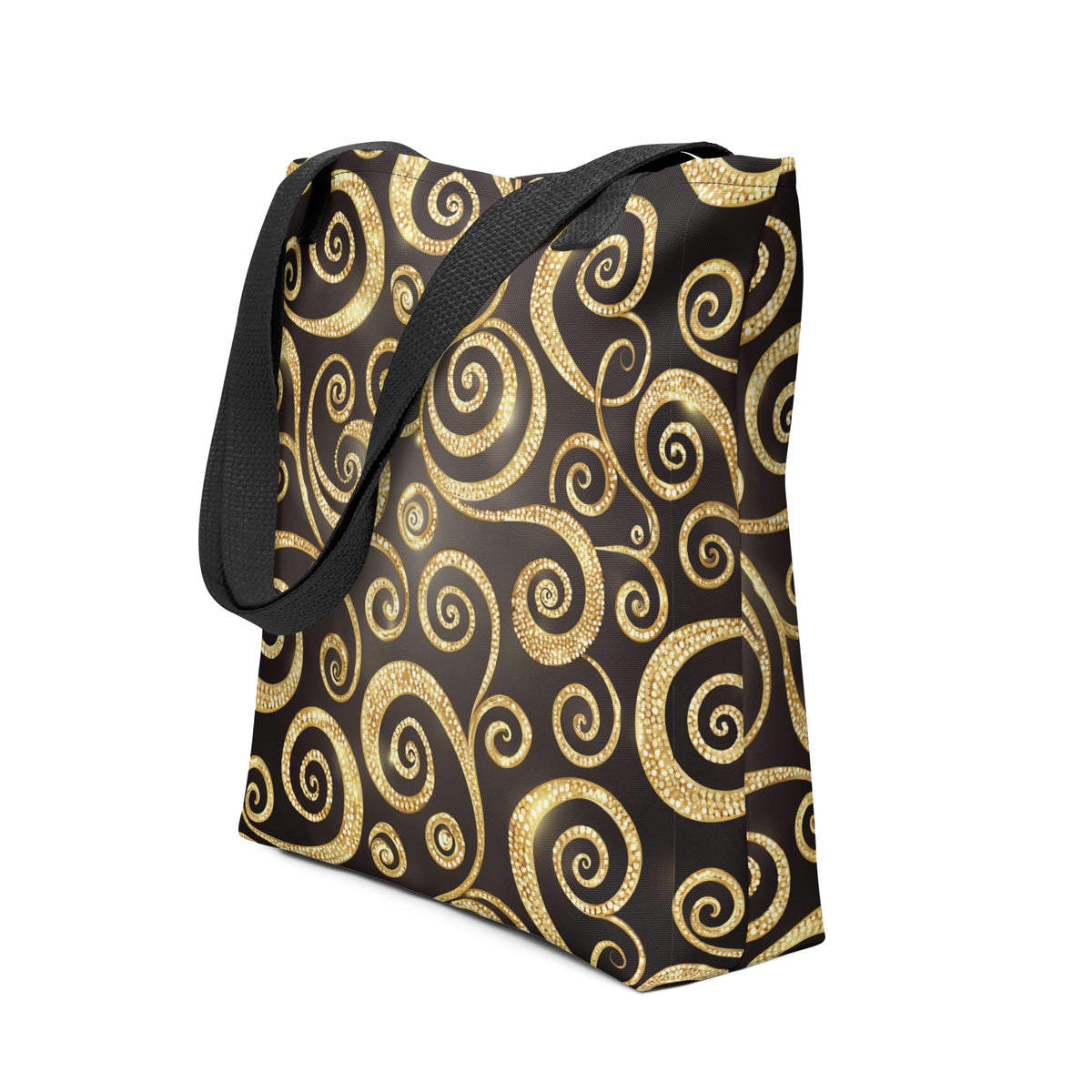 Tote Bag Women’s Gold Swirl Black Handbag for Women