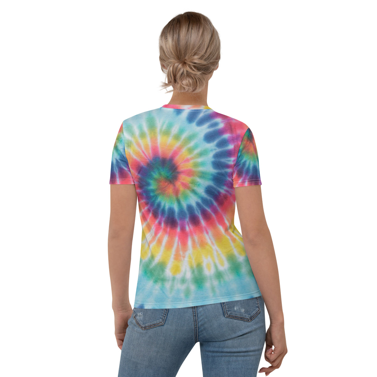 , Women's T-shirt Tie-Dye Candy Letter Design,