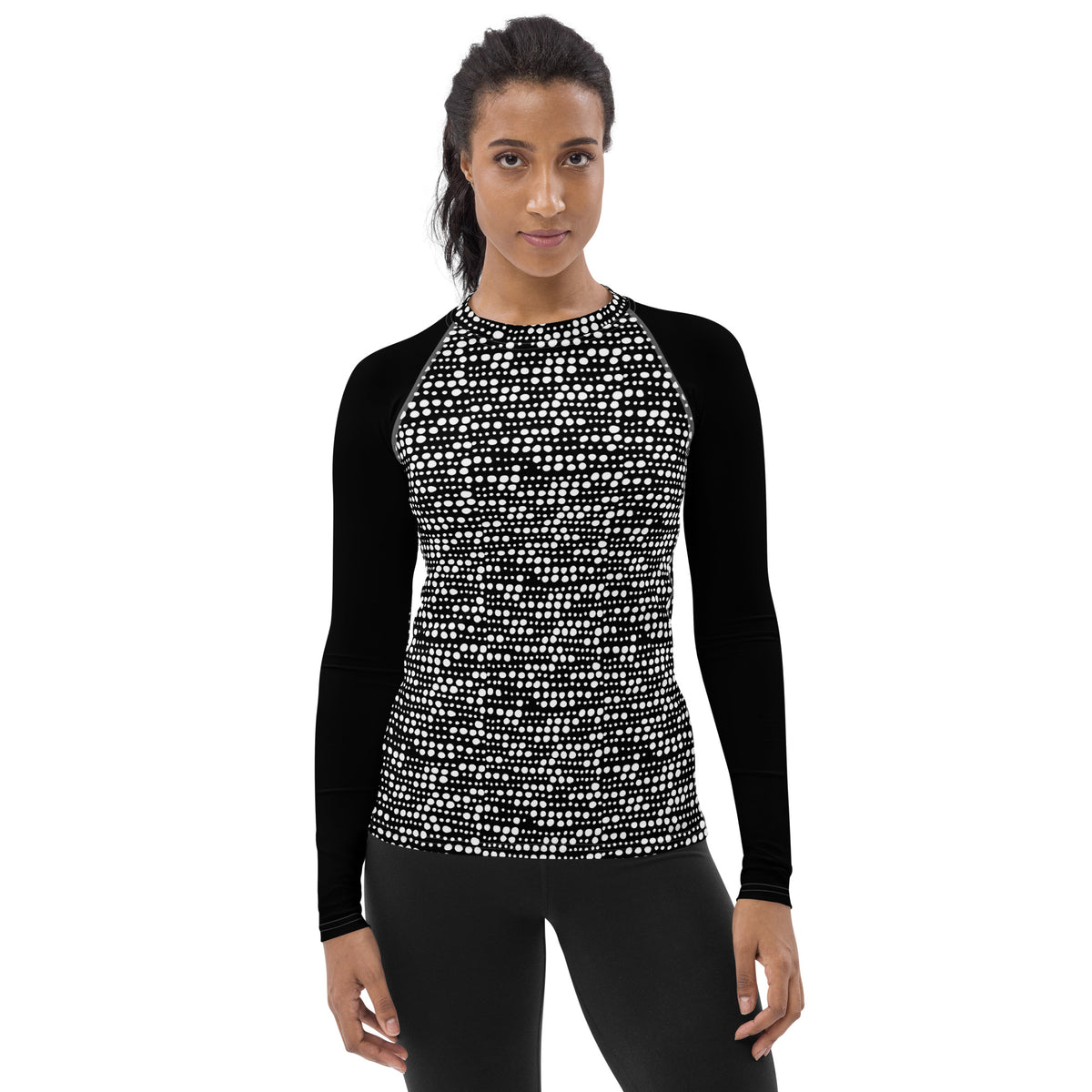 women's activewear top, Women's Rash Guard Black Long Sleeve Workout Shirt Activewear Top,