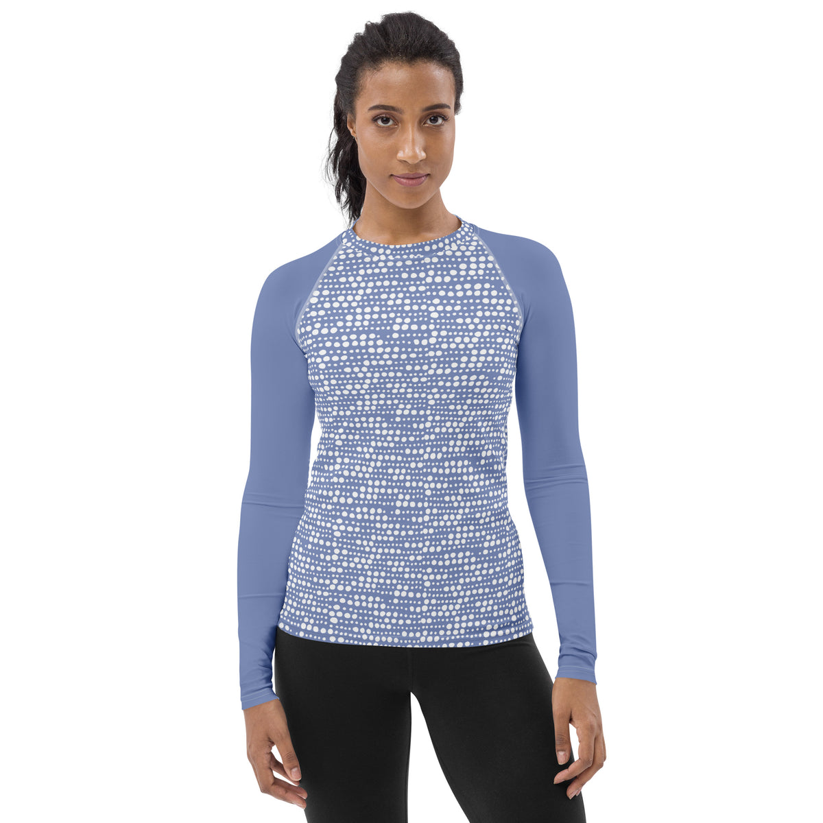 women's activewear top, Women's Rash Guard Blue Long Sleeve Workout Shirt Activewear Top,