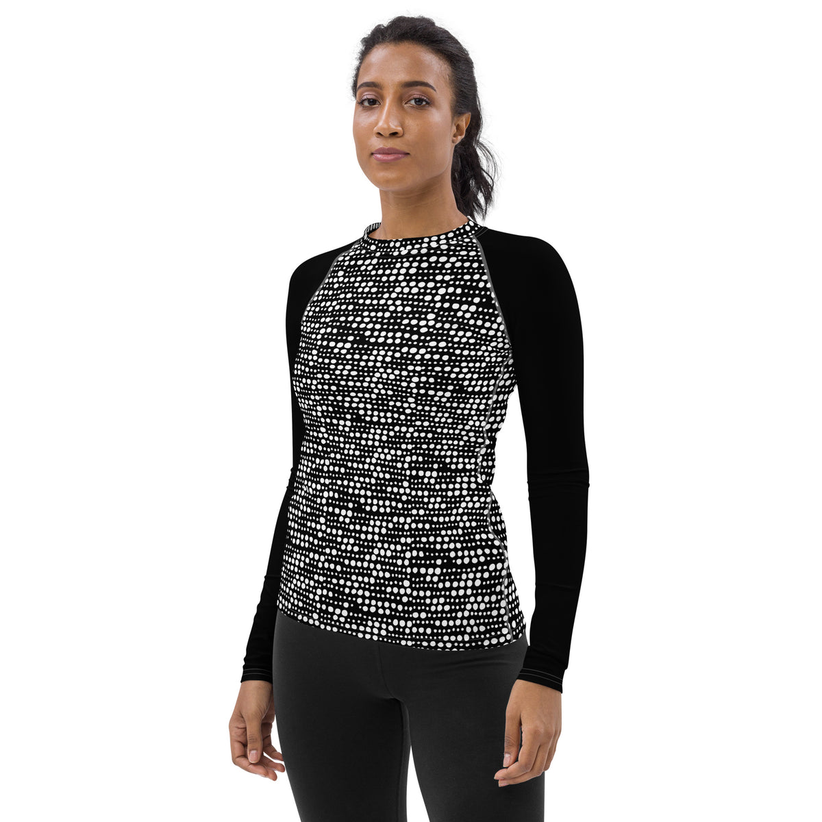 women's activewear top, Women's Rash Guard Black Long Sleeve Workout Shirt Activewear Top,