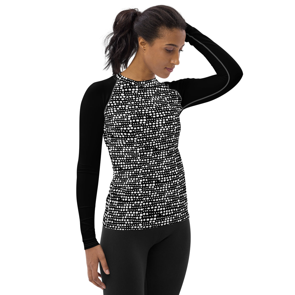 women's activewear top, Women's Rash Guard Black Long Sleeve Workout Shirt Activewear Top,