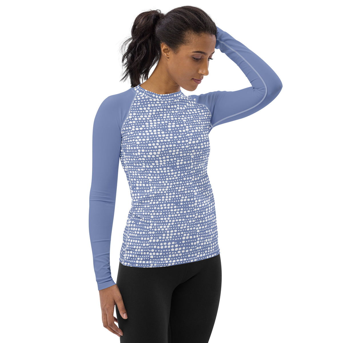 women's activewear top, Women's Rash Guard Blue Long Sleeve Workout Shirt Activewear Top,