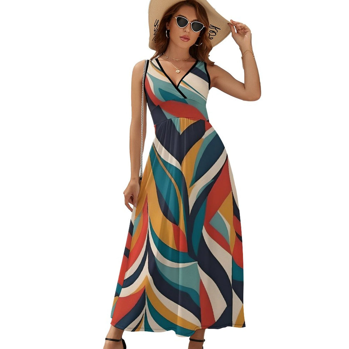 V Neck Sleeveless Dress for Women