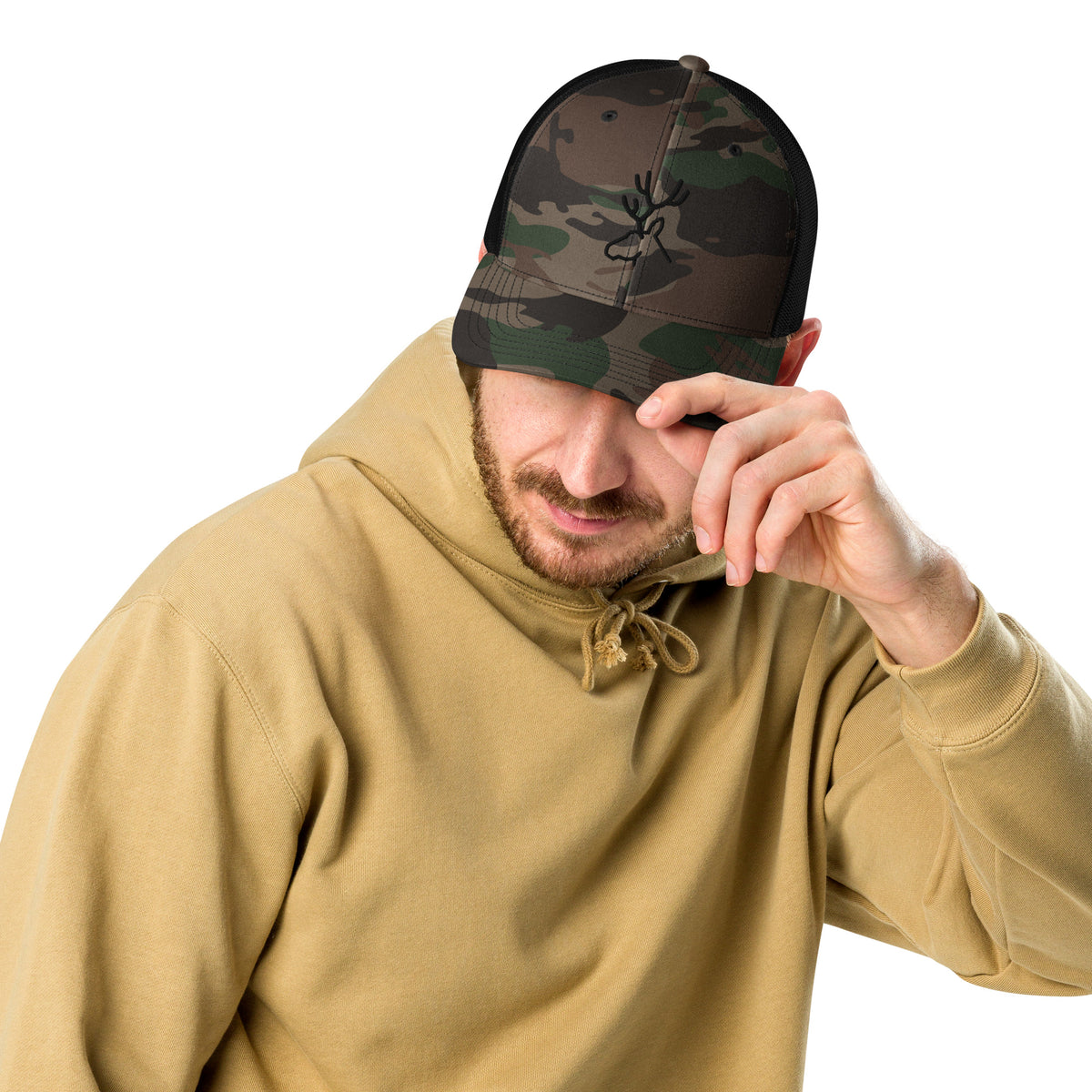 Men's Camouflage Trucker Hat with Embroidered Design