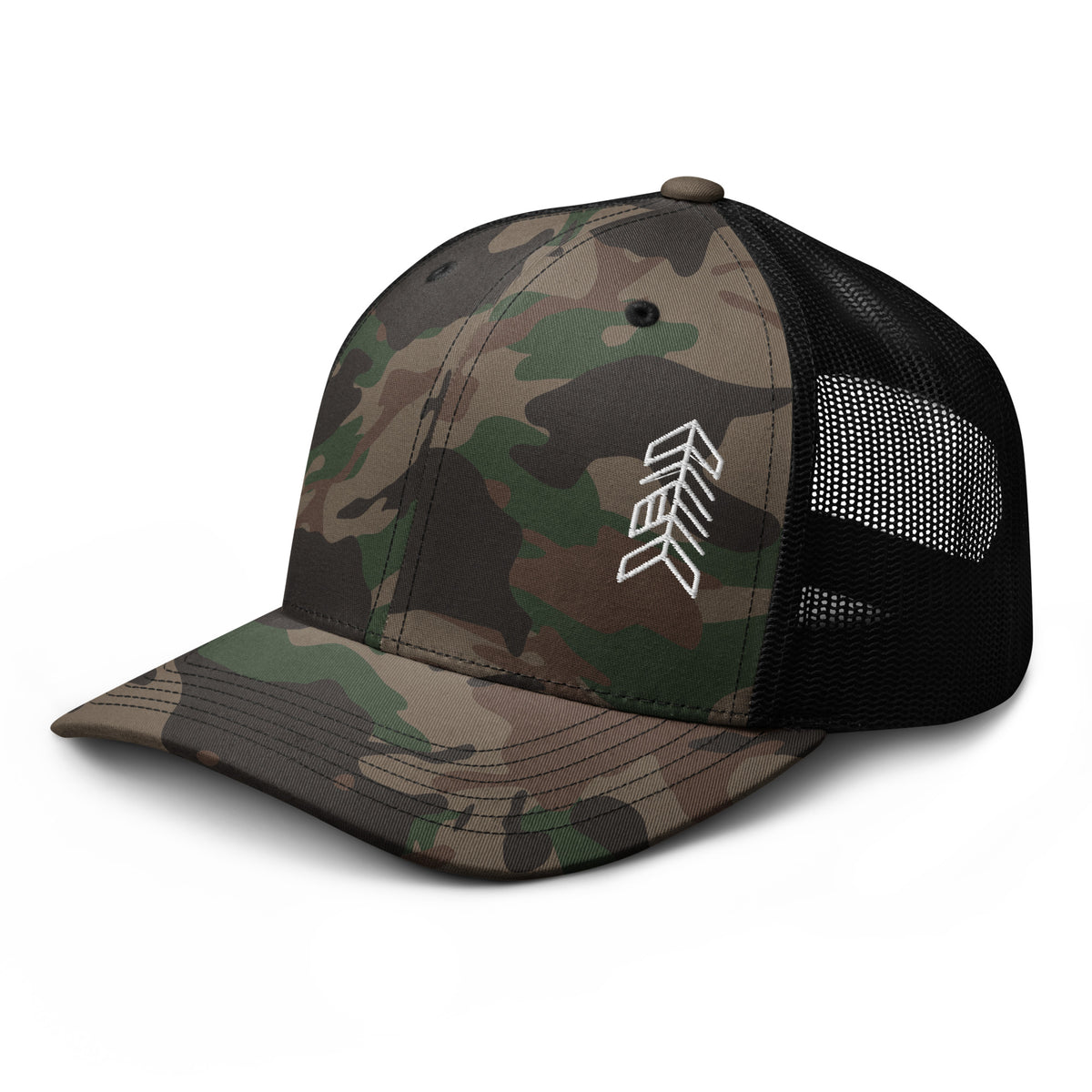 Camouflage trucker hat with Embroidered Design