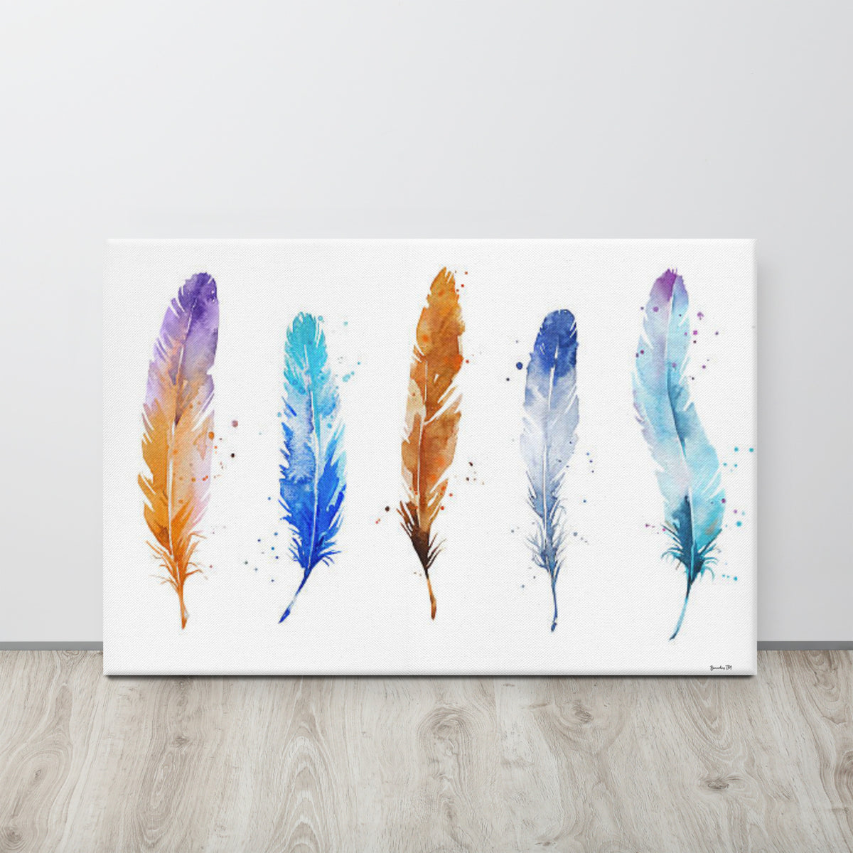 Five Feathers Canvas Wall Haning