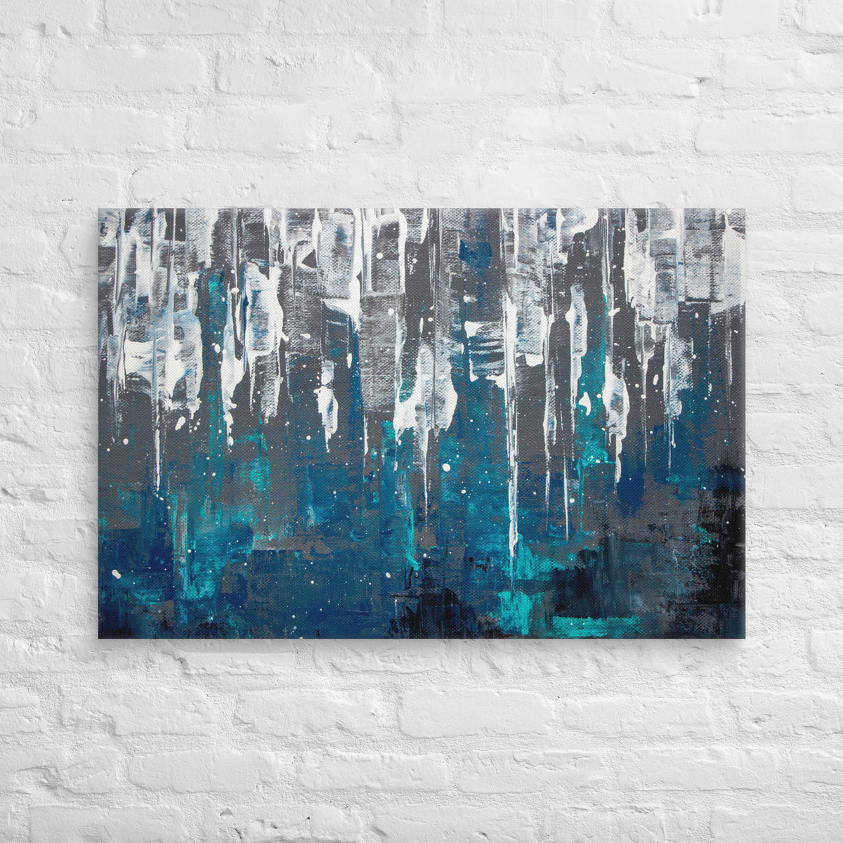 Canvas Wall Art Wall Hanging Blue White Design