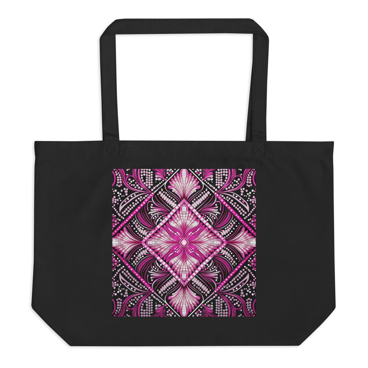 Large Tote Bag with Pink and Black Design