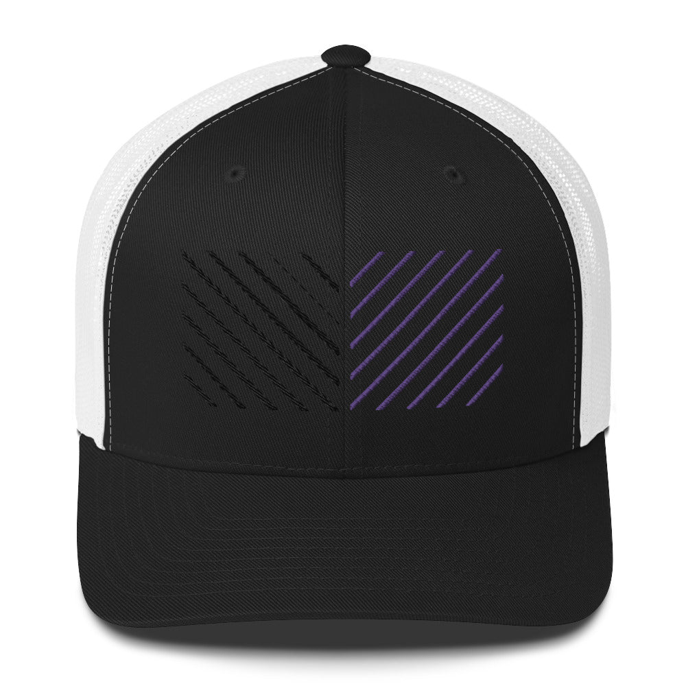 Men''s Trucker Hat with Purple and Black Embroidery