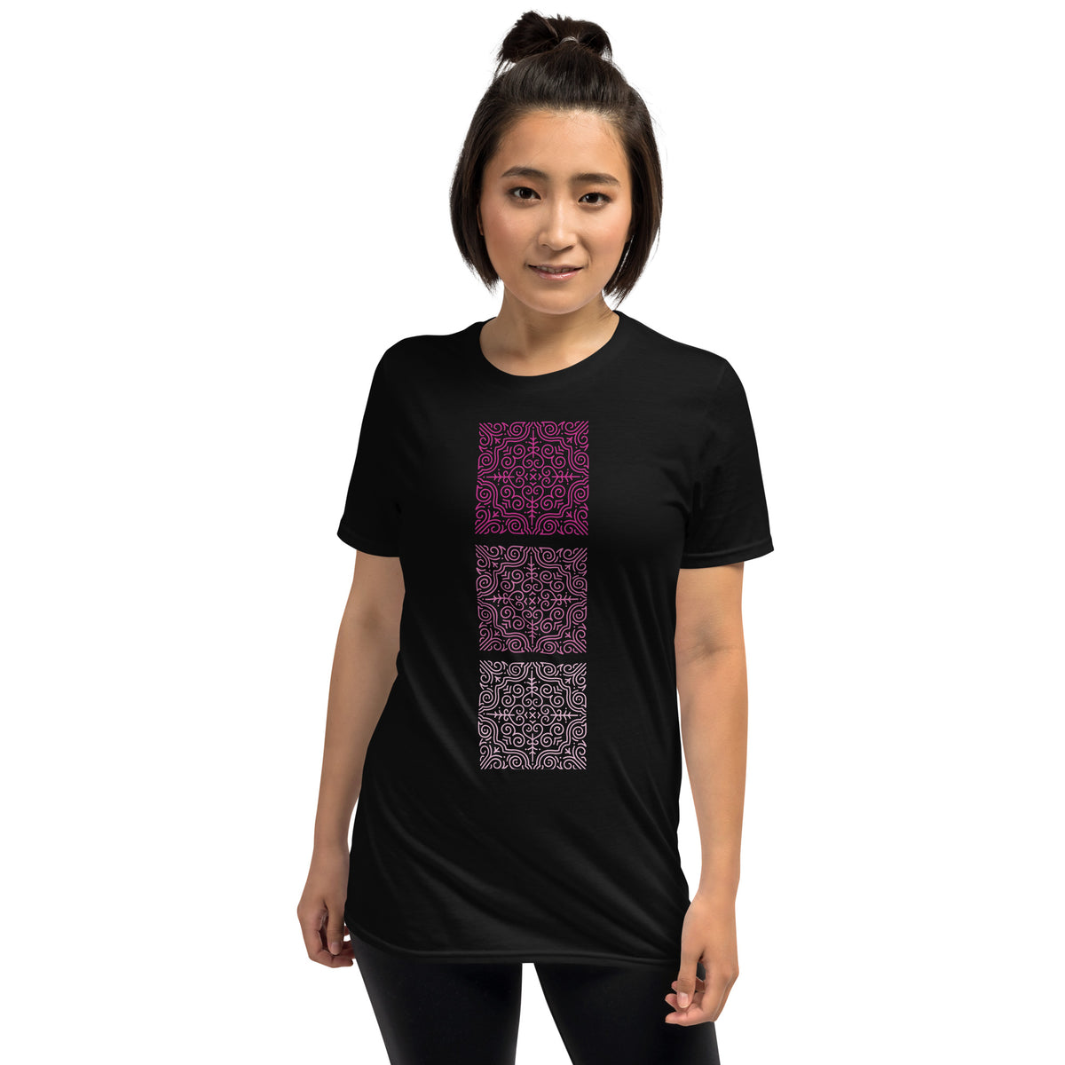 women's t-shirt with decorative purple design